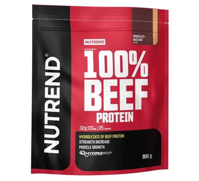 100% Beef Protein Chocolate Hazelnut - 900g - Nutrend - Sporto papildai