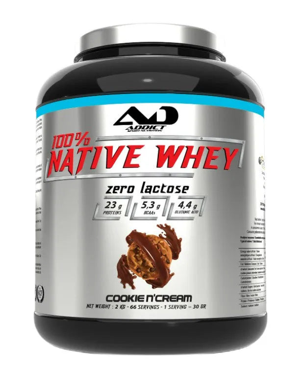 100% Native Whey Zero Lactose Cookie N’Cream - 2000g - Addict Sport Nutrition - Sporto papildai