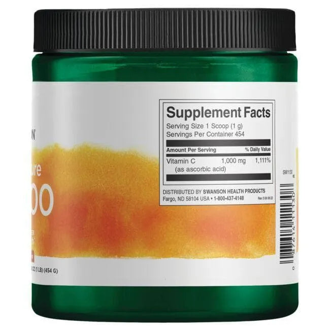 100% Pure C-1000 Vitamin C Powder - Imunitetui - 454 gr - Swanson - Papildai