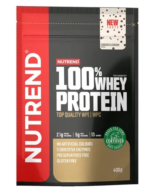 100% Whey Protein Cookies & Cream - 400g - Nutrend - Sporto papildai