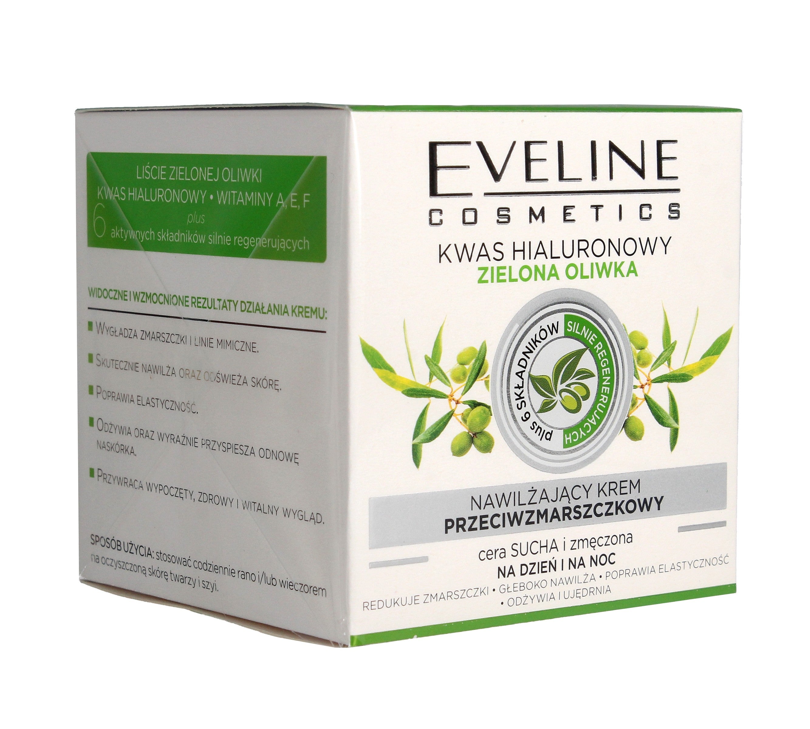 Eveline Moisturizing Anti-Wrinkle Cream Hyaluronic Acid & Green Olive 50ml | Vaistine1.lt