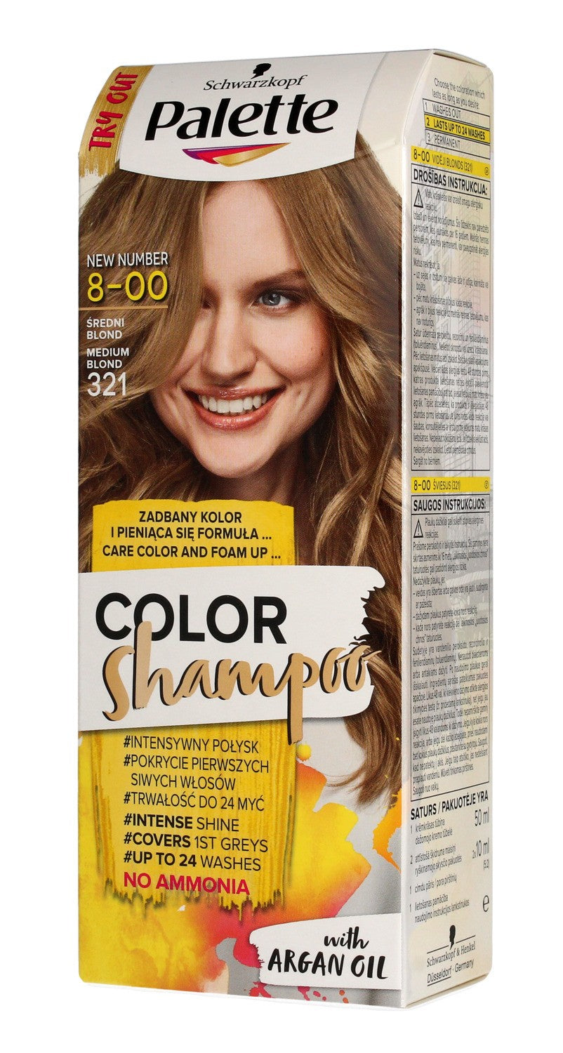 Palette Color Shampoo Coloring Shampoo No. 8-00 (321) Medium Blonde 1pc. | Vaistine1.lt