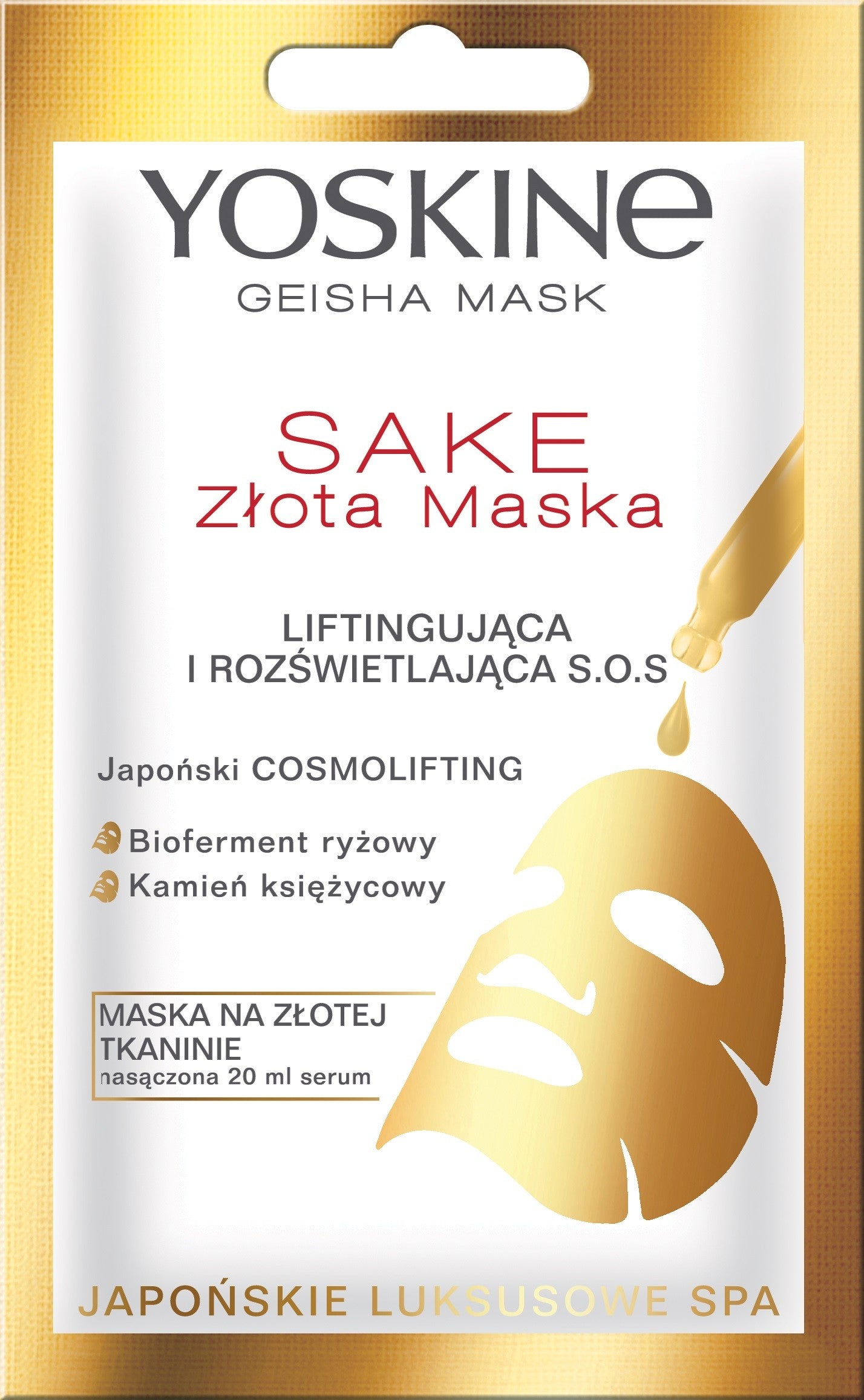 Yoskine Geisha kaukė Sake Gold kaukė ant audinio, | Vaistine1.lt