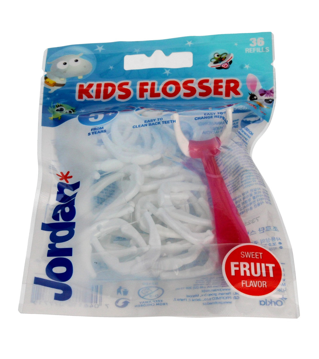 Jordan Kids Flosser Dental floss for children 5+ 1 pack - 36 pieces | Vaistine1.lt