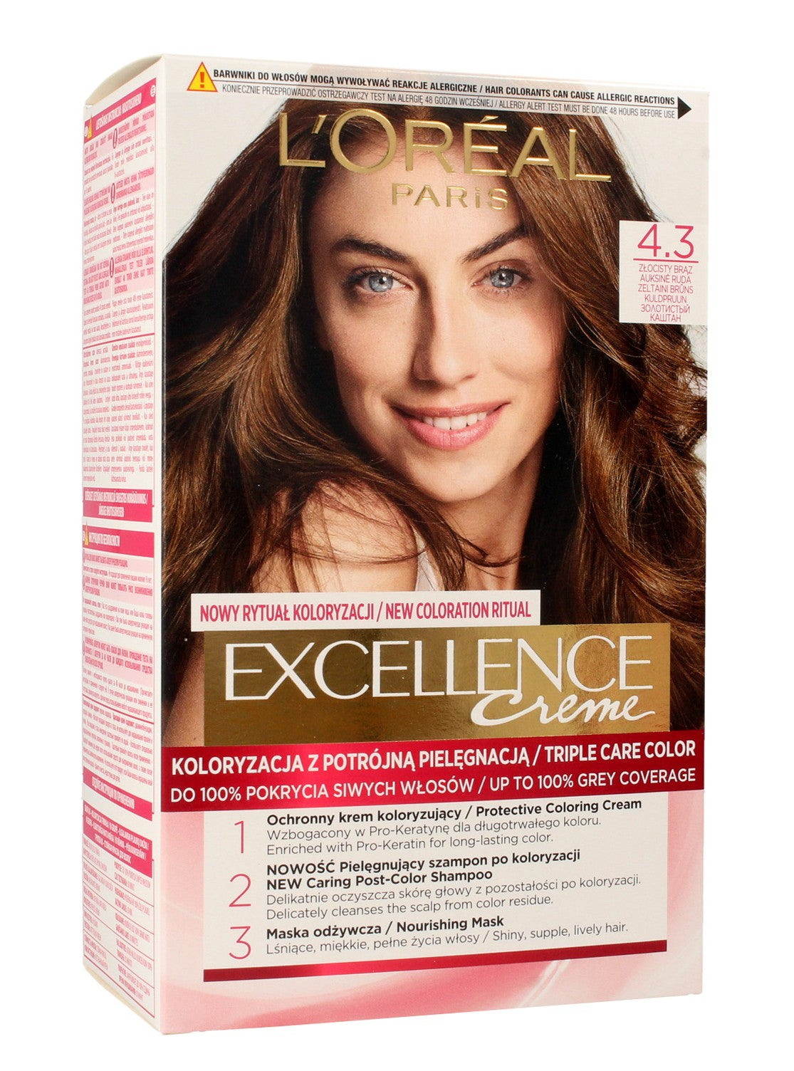 Loreal Excellence Creme Coloring Cream 4.3 Golden Brown 1pc. | Vaistine1.lt | WestPharmacy.eu