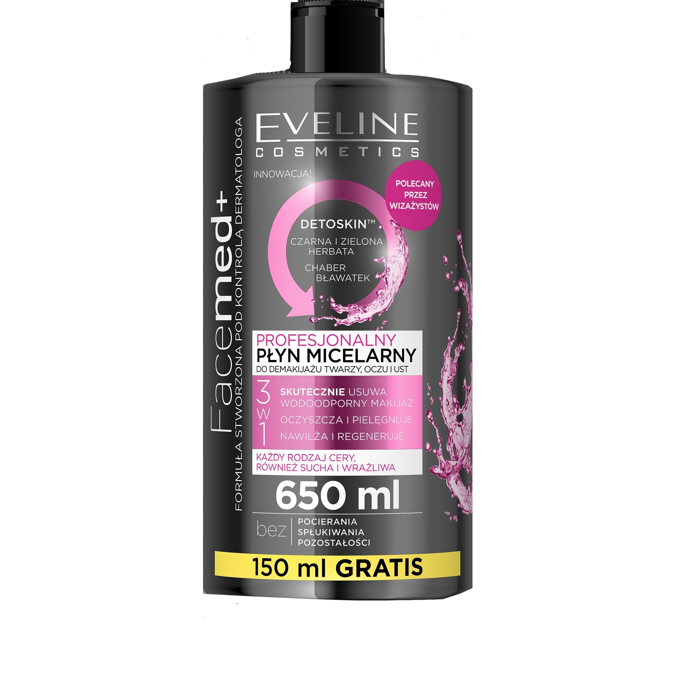 Eveline Facemed+ Professional Micellar Liquid 3in1 - suitable for all skin types 650ml | Vaistine1.lt