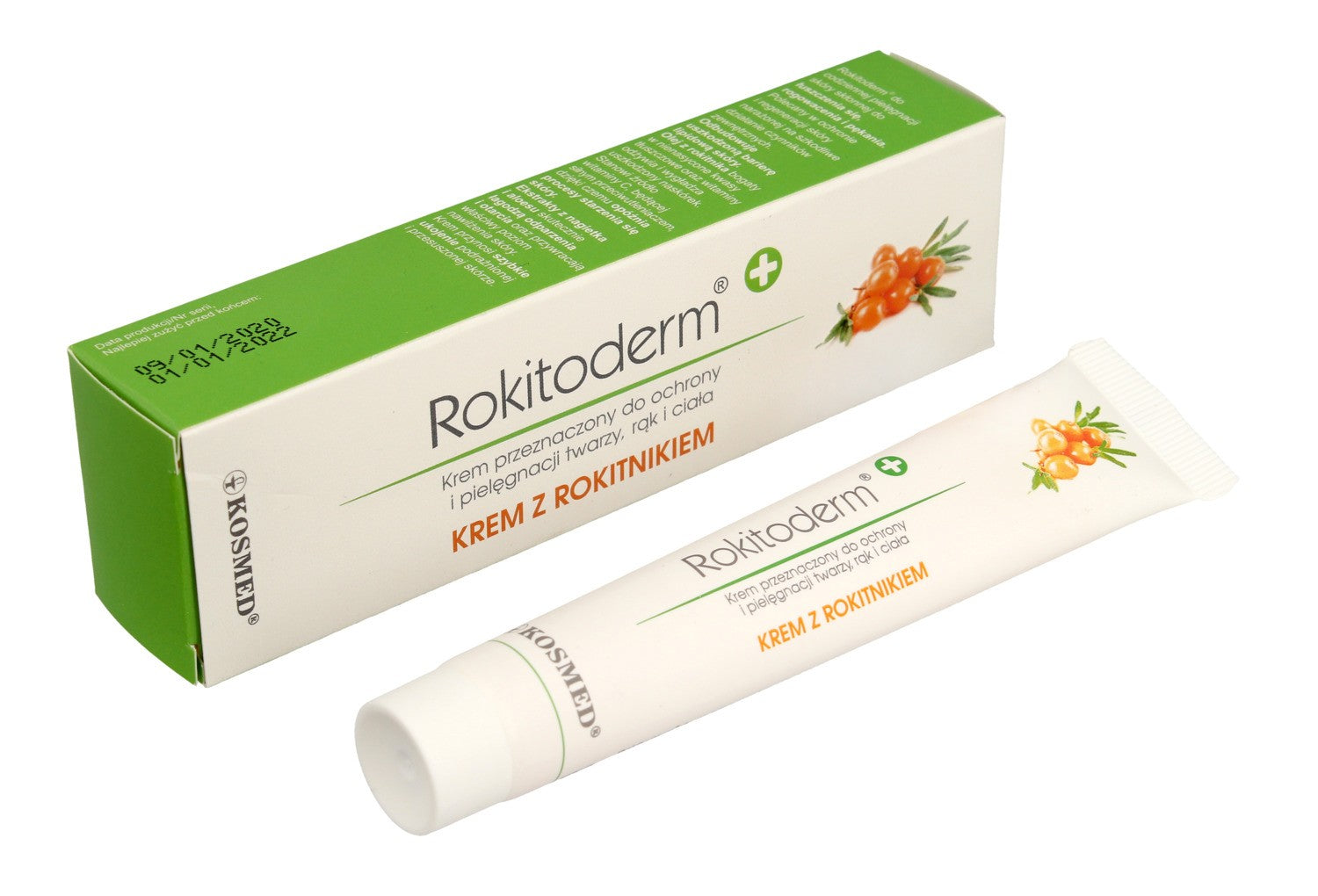 Kosmed Rokitoderm Cream with sea buckthorn for face, hands, and body 20ml | Vaistine1.lt