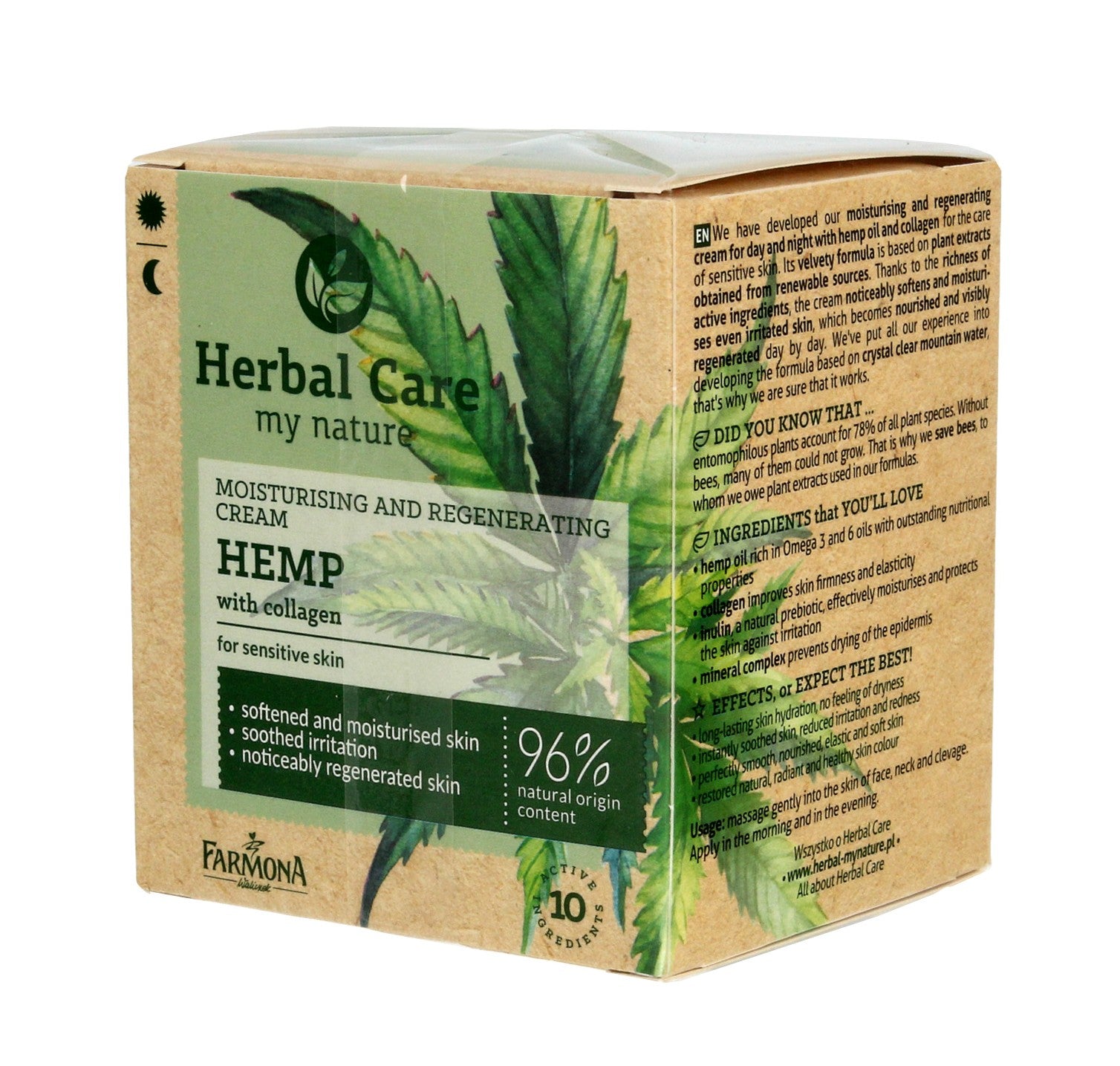 Farmona Herbal Care Hemp Moisturizing-Regenerating Cream - sensitive skin 50 ml | Vaistine1.lt