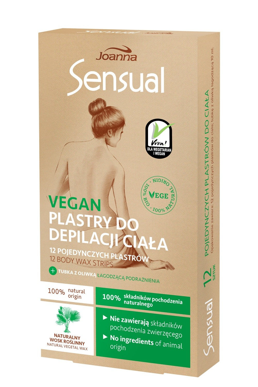 Joanna Sensual Body Wax Strips Vegan - Natural Plant Wax 1 pack - 12 pieces | Vaistine1.lt