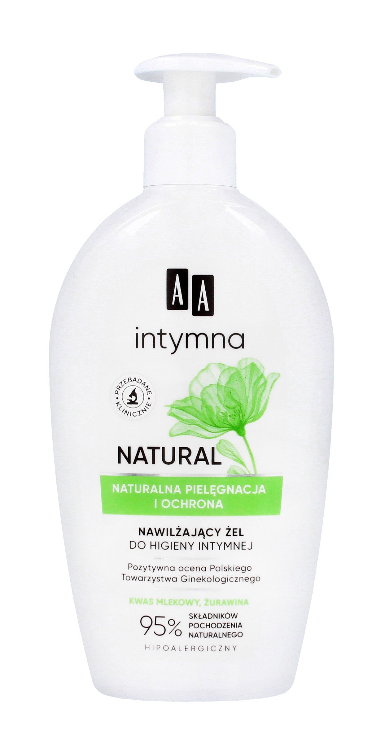 AA Intymna Natural 95% Moisturizing Gel for intimate hygiene 300ml | Vaistine1.lt