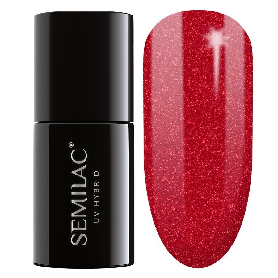 SEMILAC Hybrid Nail Polish 025 Glitter Red - 7 ml | Vaistine1.lt