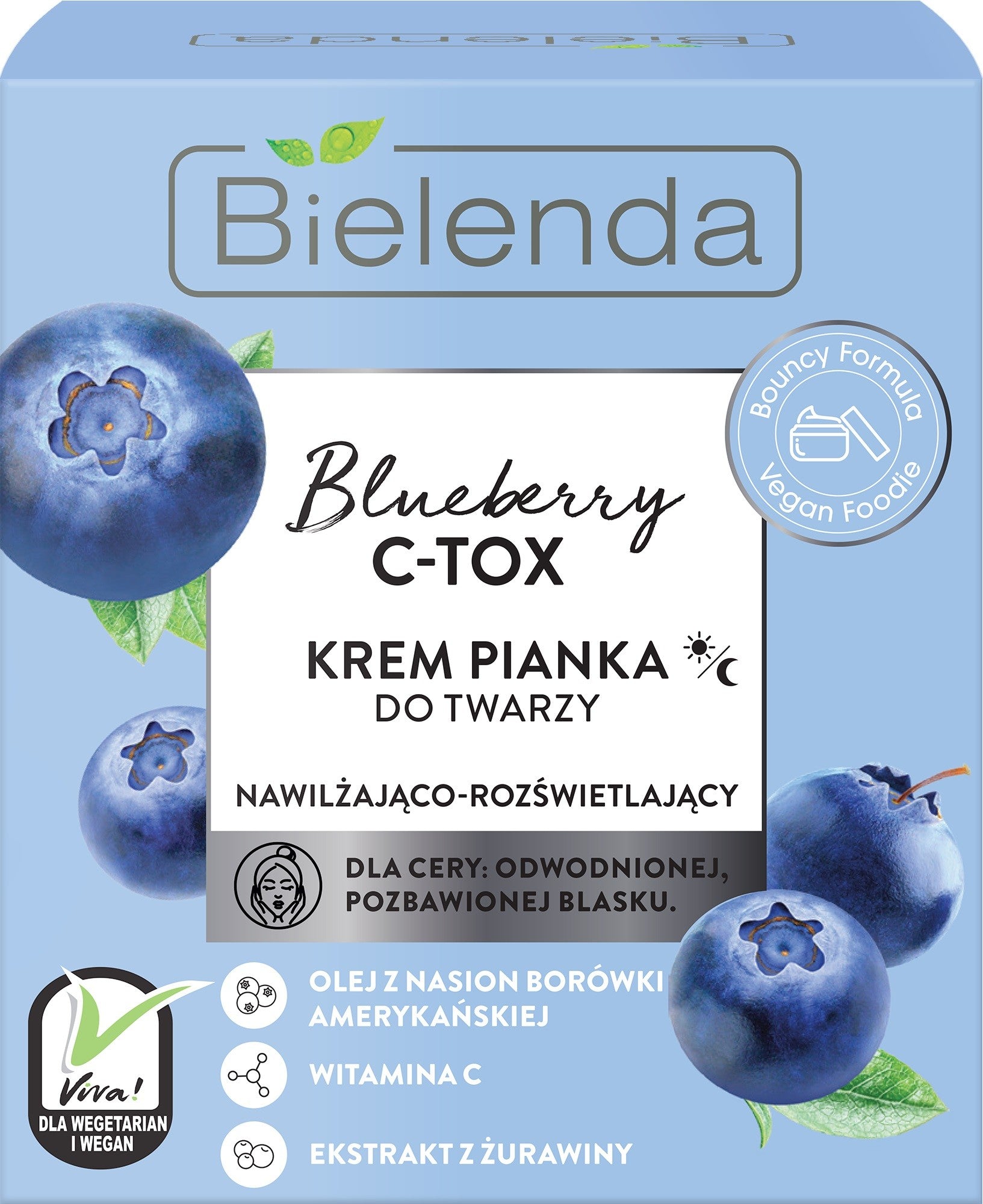 Bielenda Blueberry C-TOX Moisturizing and Illuminating Cream-Foam for Face for Day and Night 40g | Vaistine1.lt