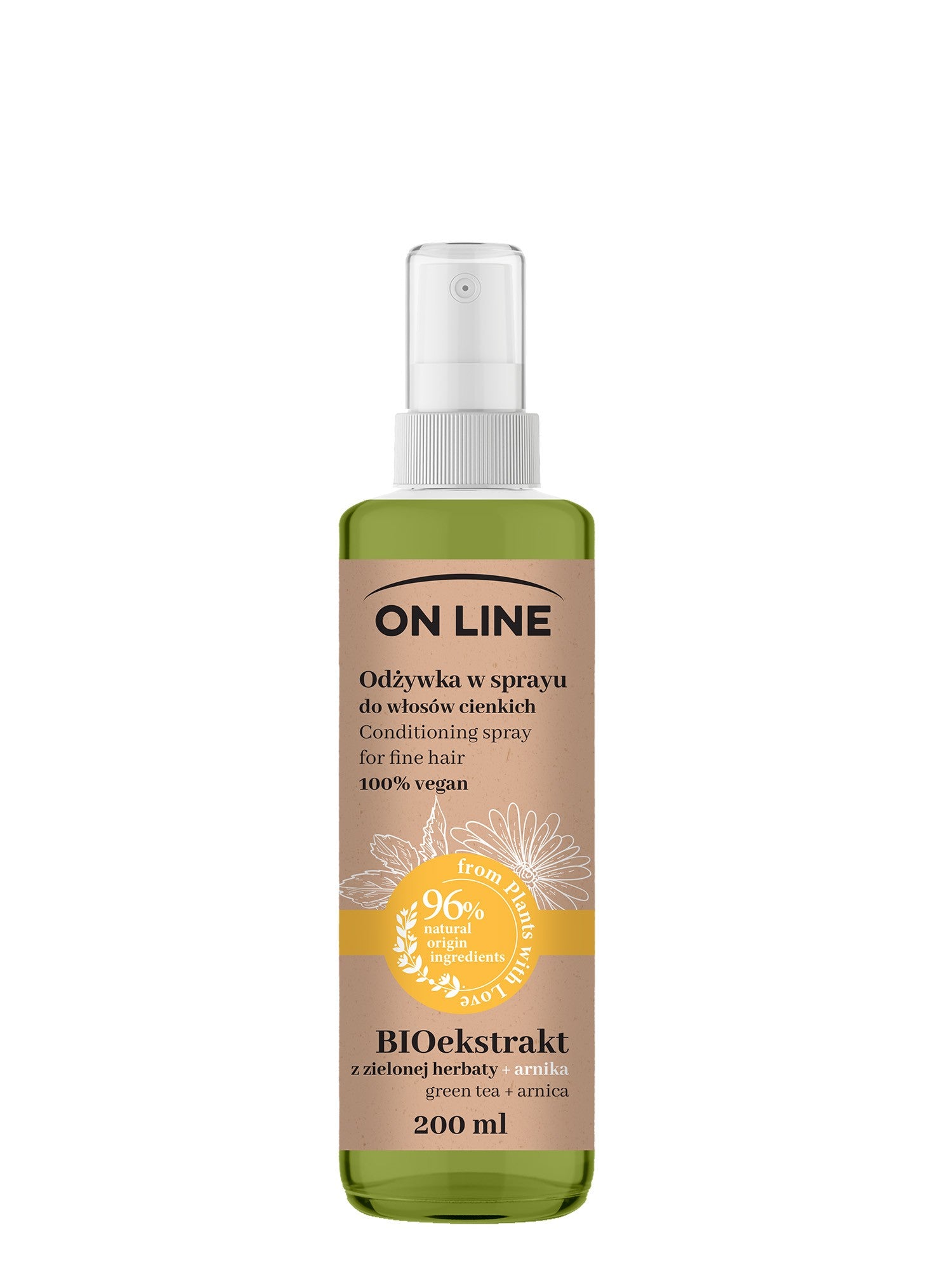 On Line From Plants With Love Hair Conditioner Spray BIOextract from Green Tea and Arnica 200ml | Vaistine1.lt