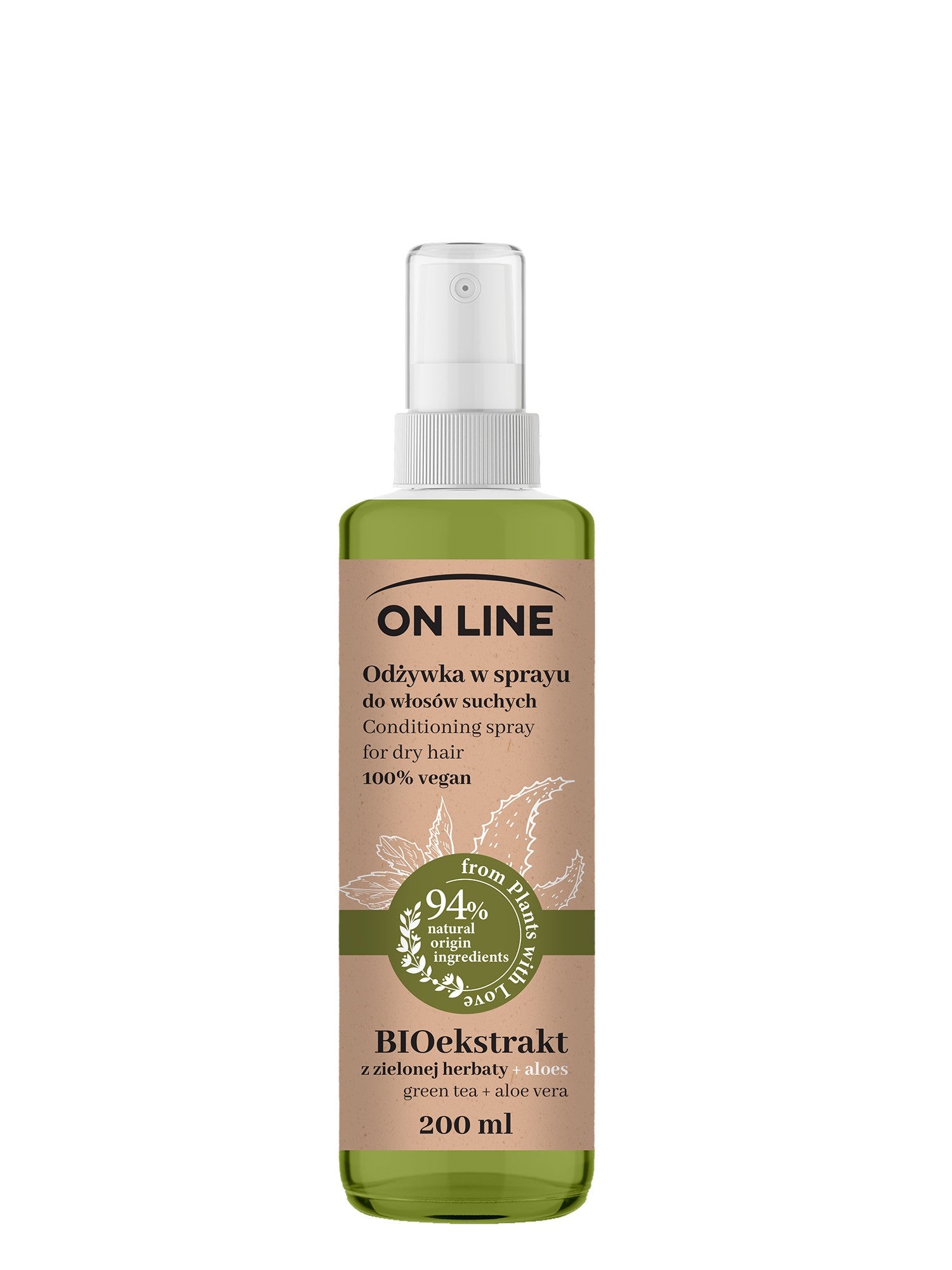 On Line From Plants With Love Hair Conditioner Spray BIOextract from Green Tea and Aloe 200ml | Vaistine1.lt