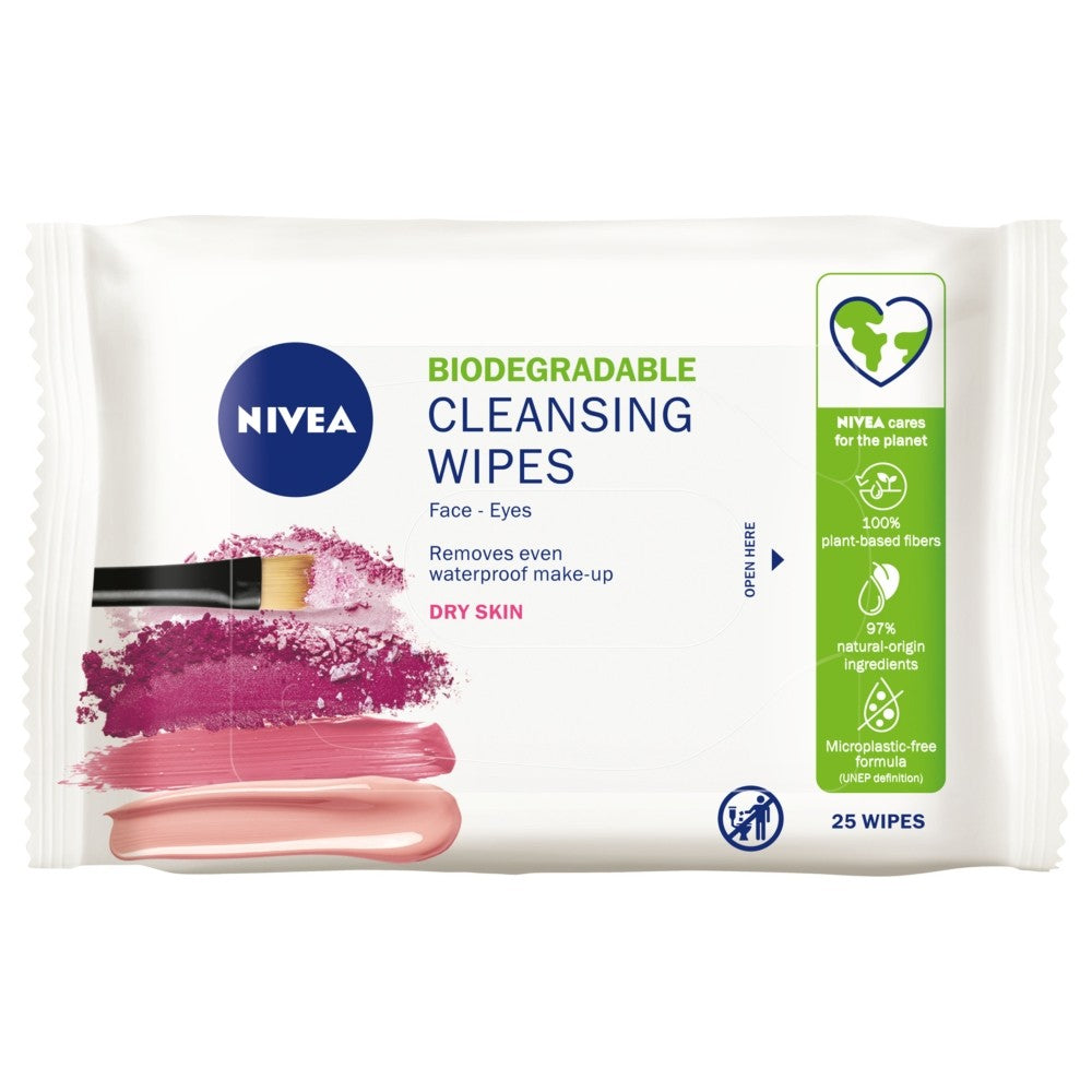 Nivea cleansing wipes for face and eyes - dry skin (biodegradable) 1op.-25pcs | Vaistine1.lt | WestPharmacy.eu