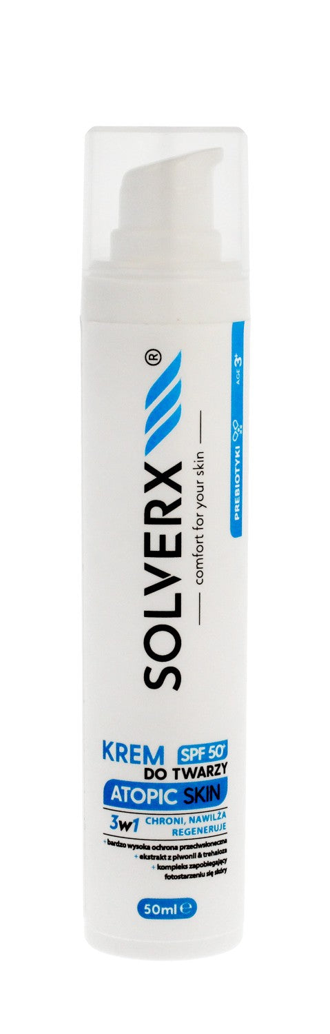 SOLVERX Atopic Skin Face Cream 3in1 with SPF50+ - atopic skin 50ml | Vaistine1.lt