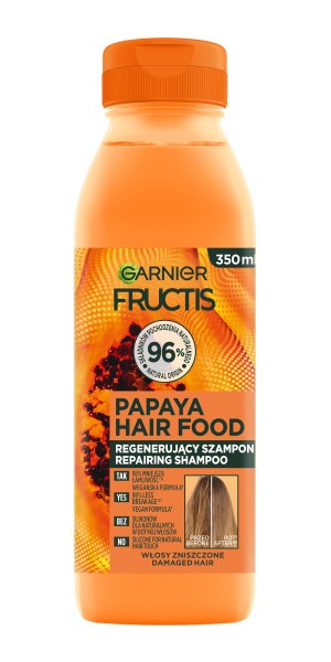 Fructis Hair Food Papaya Regenerating Shampoo for Damaged Hair 350ml | Vaistine1.lt