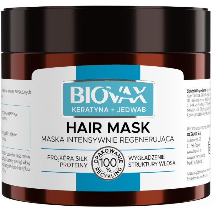 L'BIOTICA Biovax Hair Mask Intensively Regenerating Hair Mask - Keratin + Silk 250ml | Vaistine1.lt