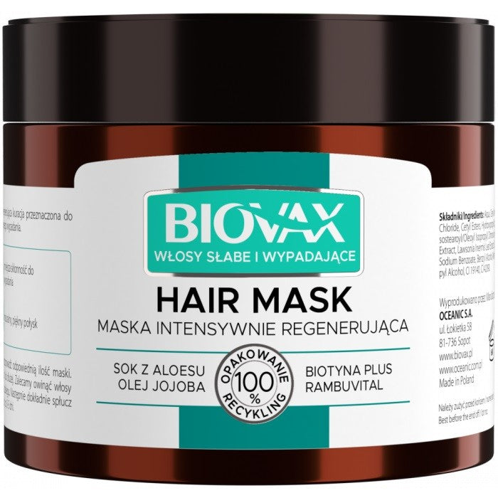 L'BIOTICA Biovax Hair Mask Intensively Regenerating Hair Mask - Weak and Falling Hair 250ml | Vaistine1.lt