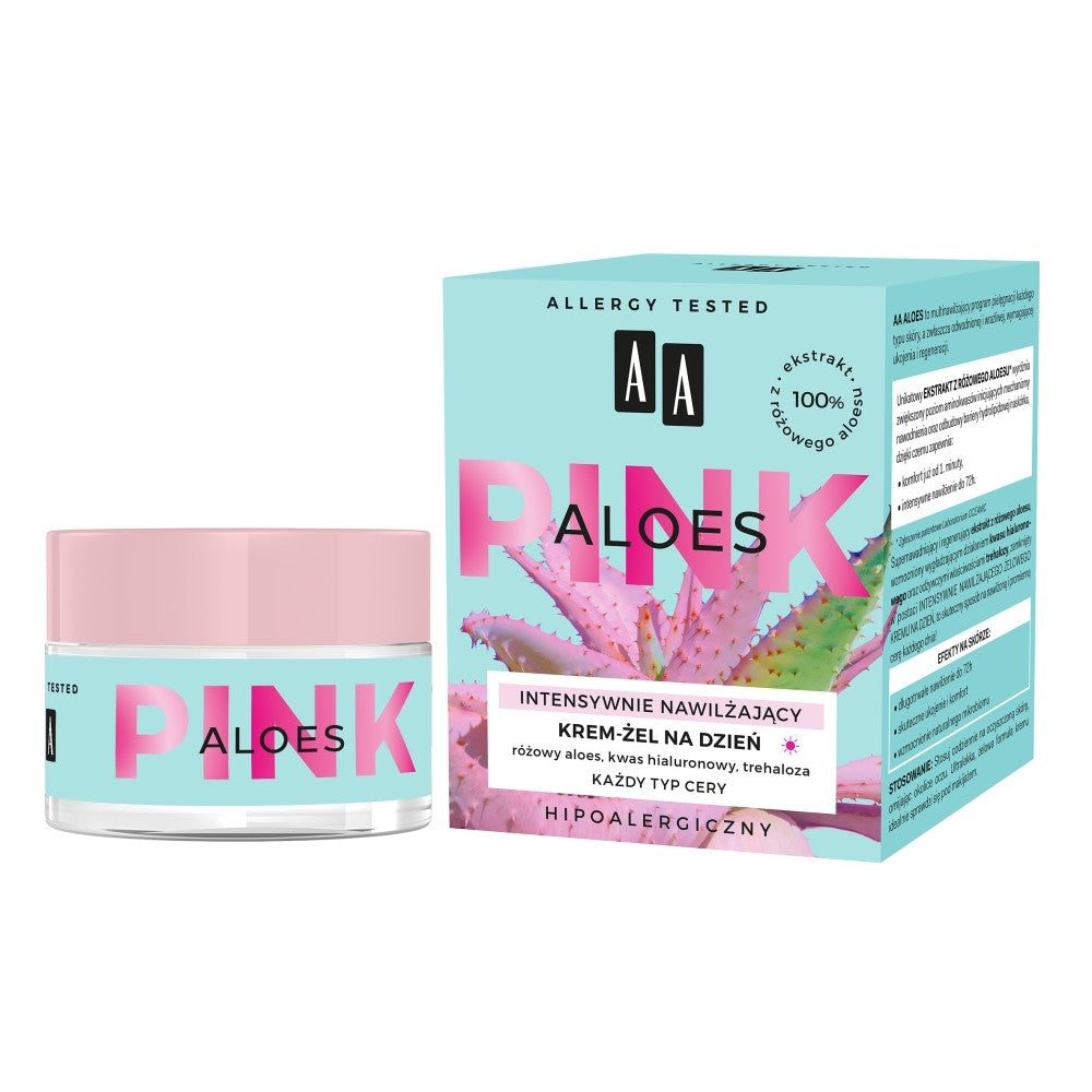 AA Pink Aloes Intensively Moisturizing Day Cream-Gel for All Skin Types 50ml | Vaistine1.lt