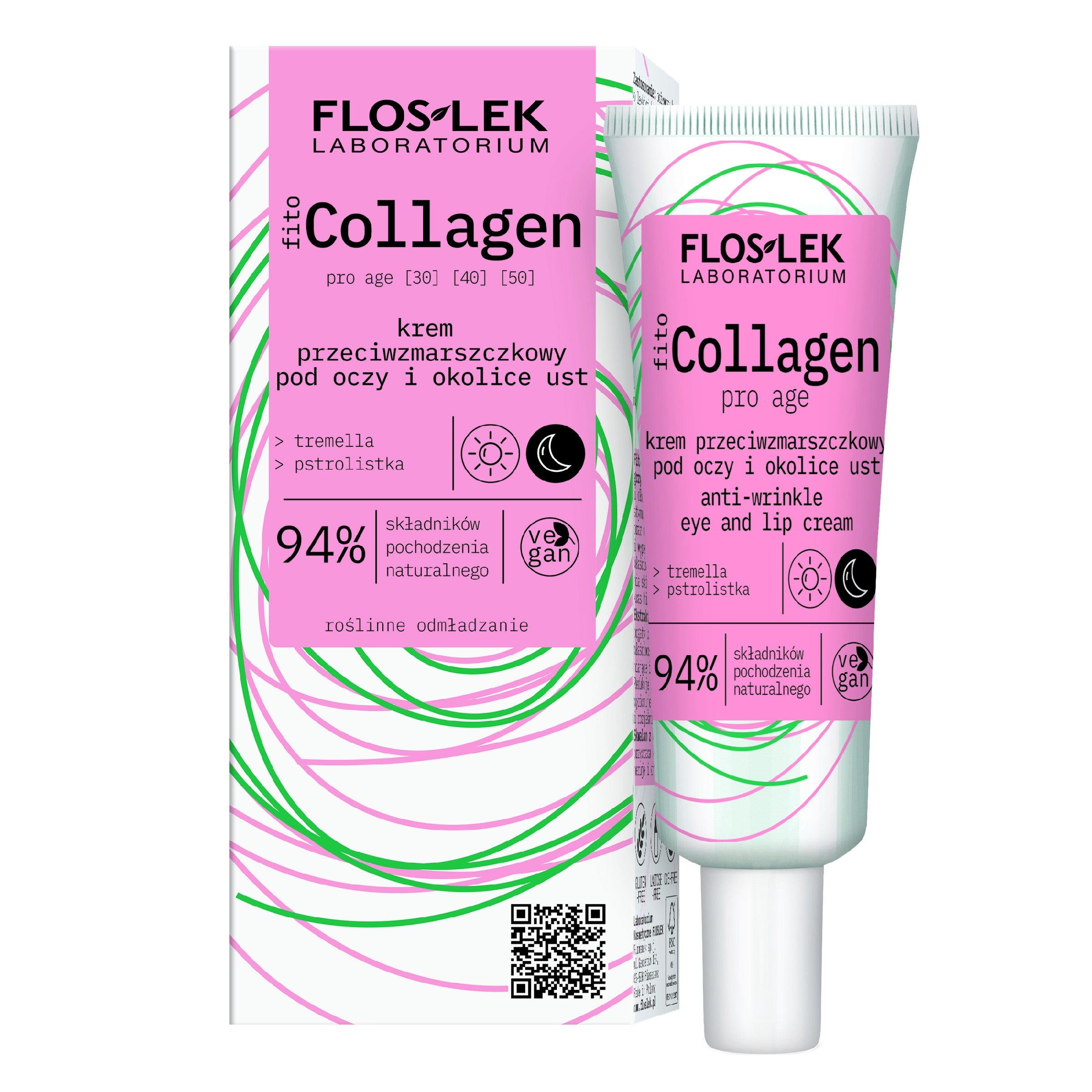 Floslek Fito Collagen Anti-wrinkle cream for the eyes and around the mouth for day and night 30ml | Vaistine1.lt