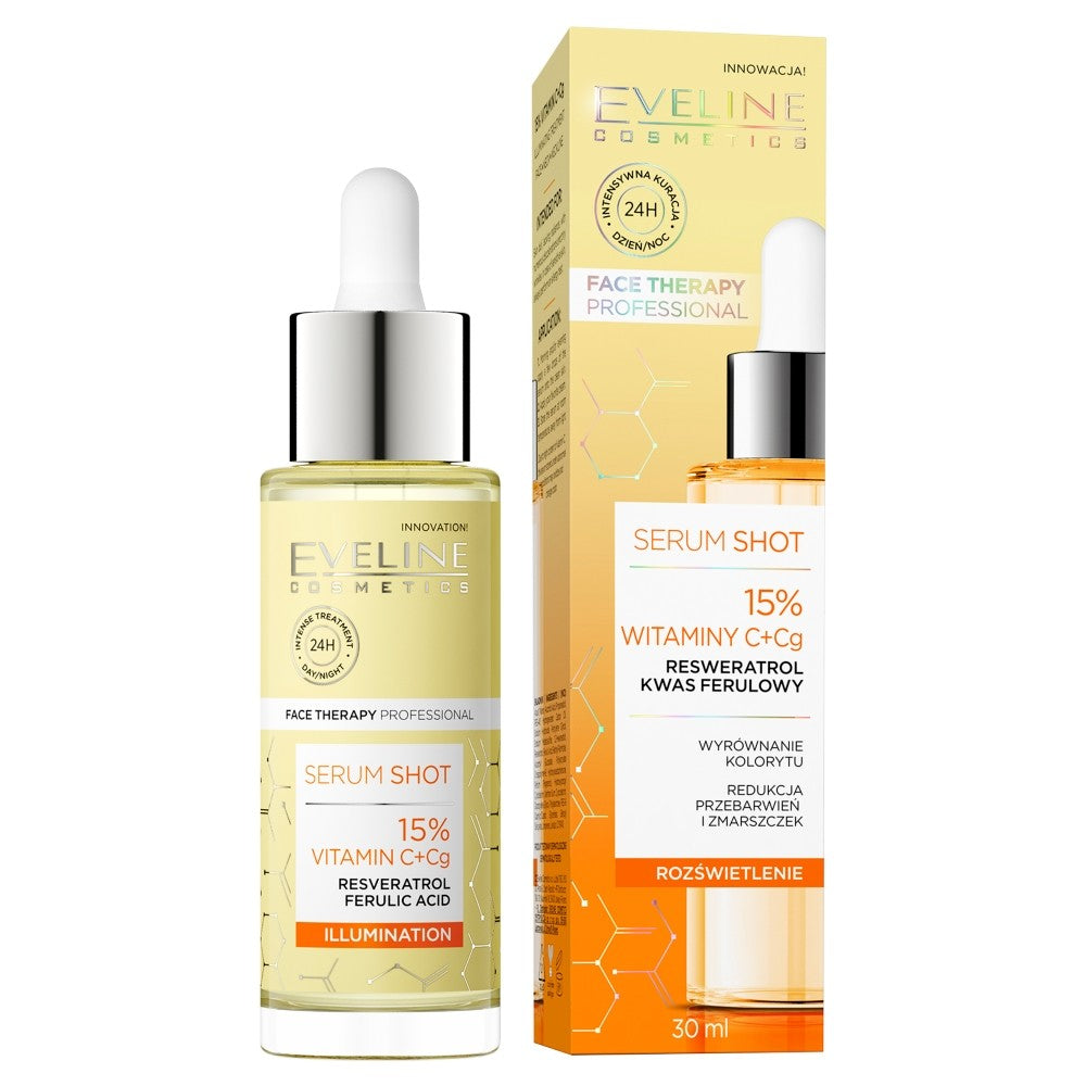 Eveline Face Therapy Professional Serum Shot Illuminating Treatment - 15% Vitamin C+Cg 30ml | Vaistine1.lt