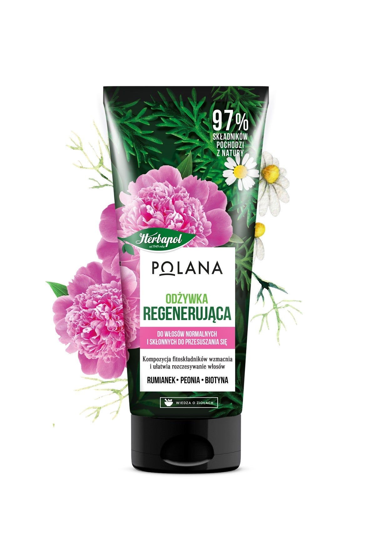 HERBAPOL Polana Regenerating Hair Conditioner - Chamomile & Peony & Biotin 200ml | Vaistine1.lt