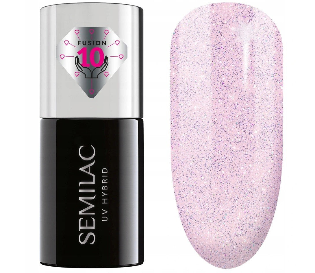 SEMILAC Hybrid Nail Polish Extend Care 5in1 - 806 Glitter Delicate Pink 7ml | Vaistine1.lt