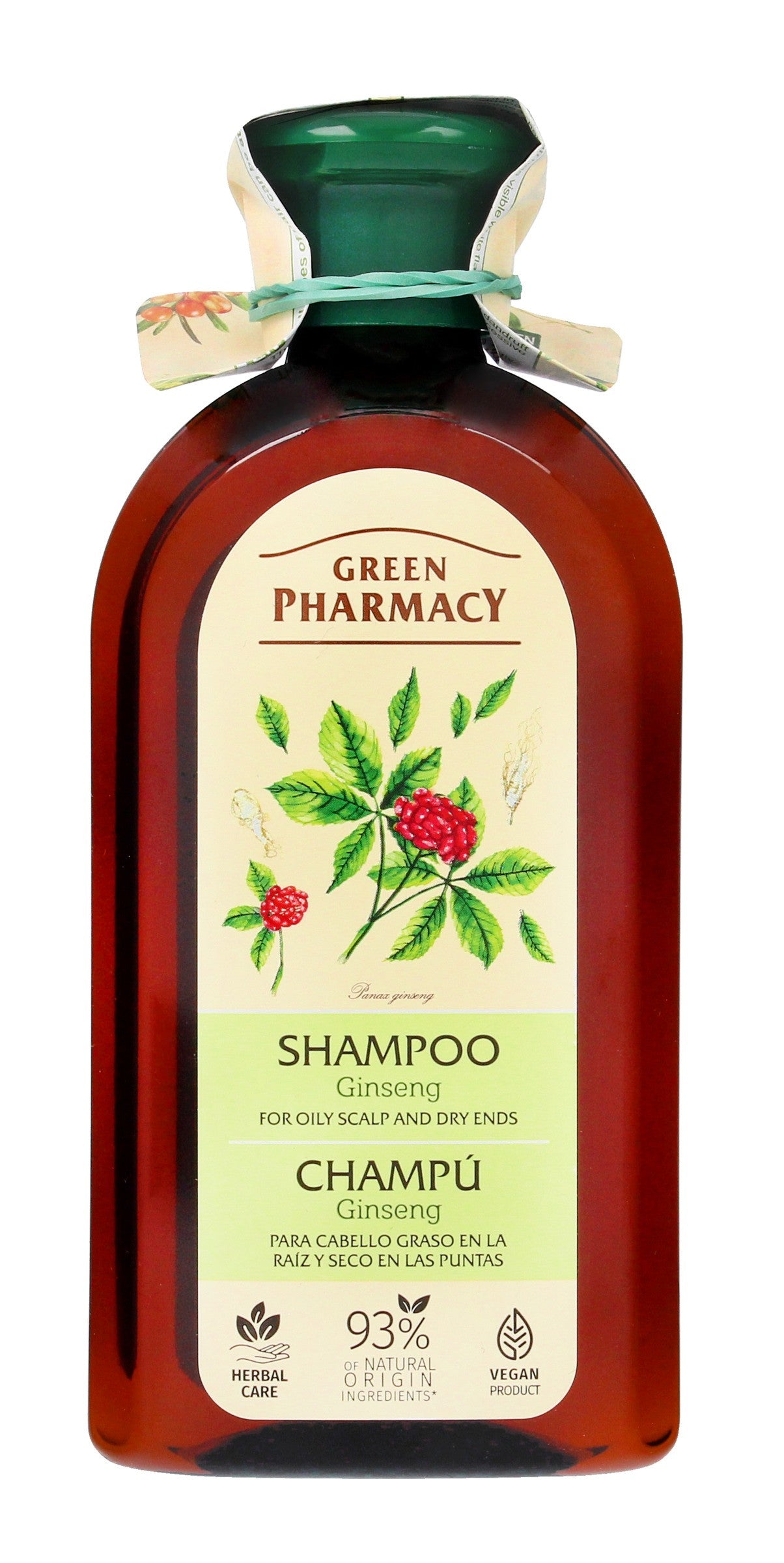 Green Pharmacy Shampoo for oily roots and dry ends - Ginseng 350ml | Vaistine1.lt