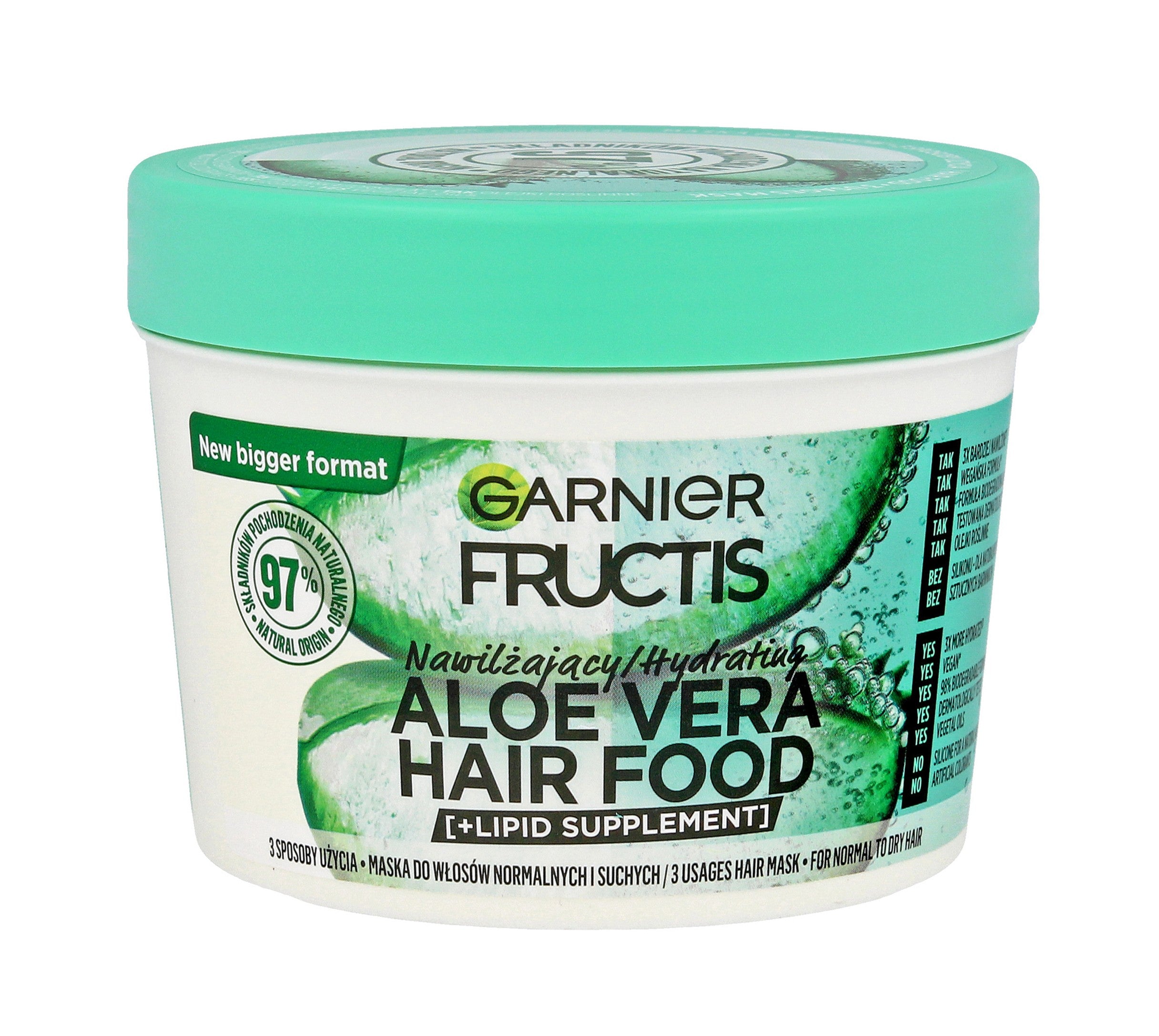 Fructis Hair Food Moisturizing Mask for Normal and Dry Hair - Aloe Vera 400ml | Vaistine1.lt