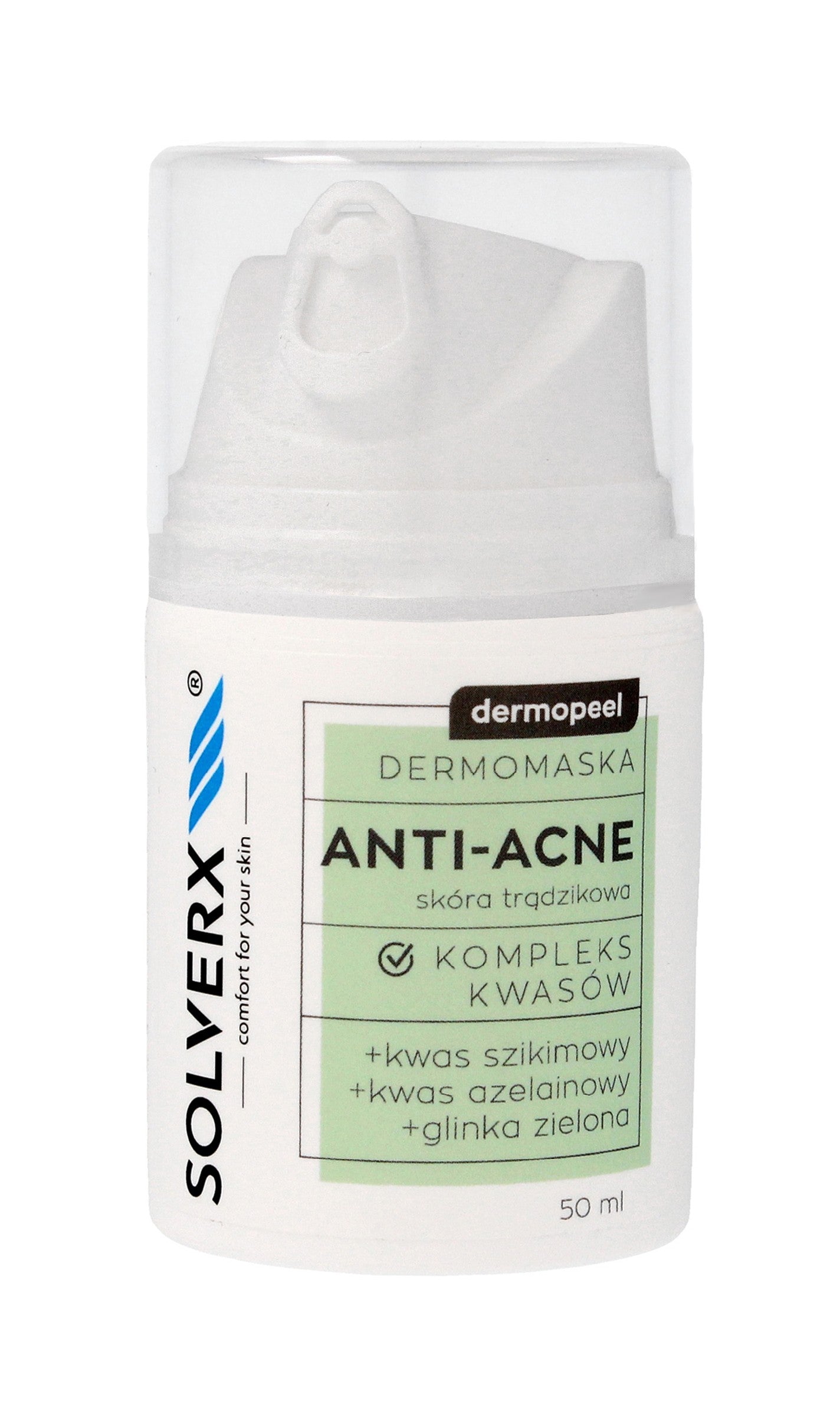 SOLVERX Dermopeel Anti-Acne Dermomask su rūgščių kompleksu - | Vaistine1.lt