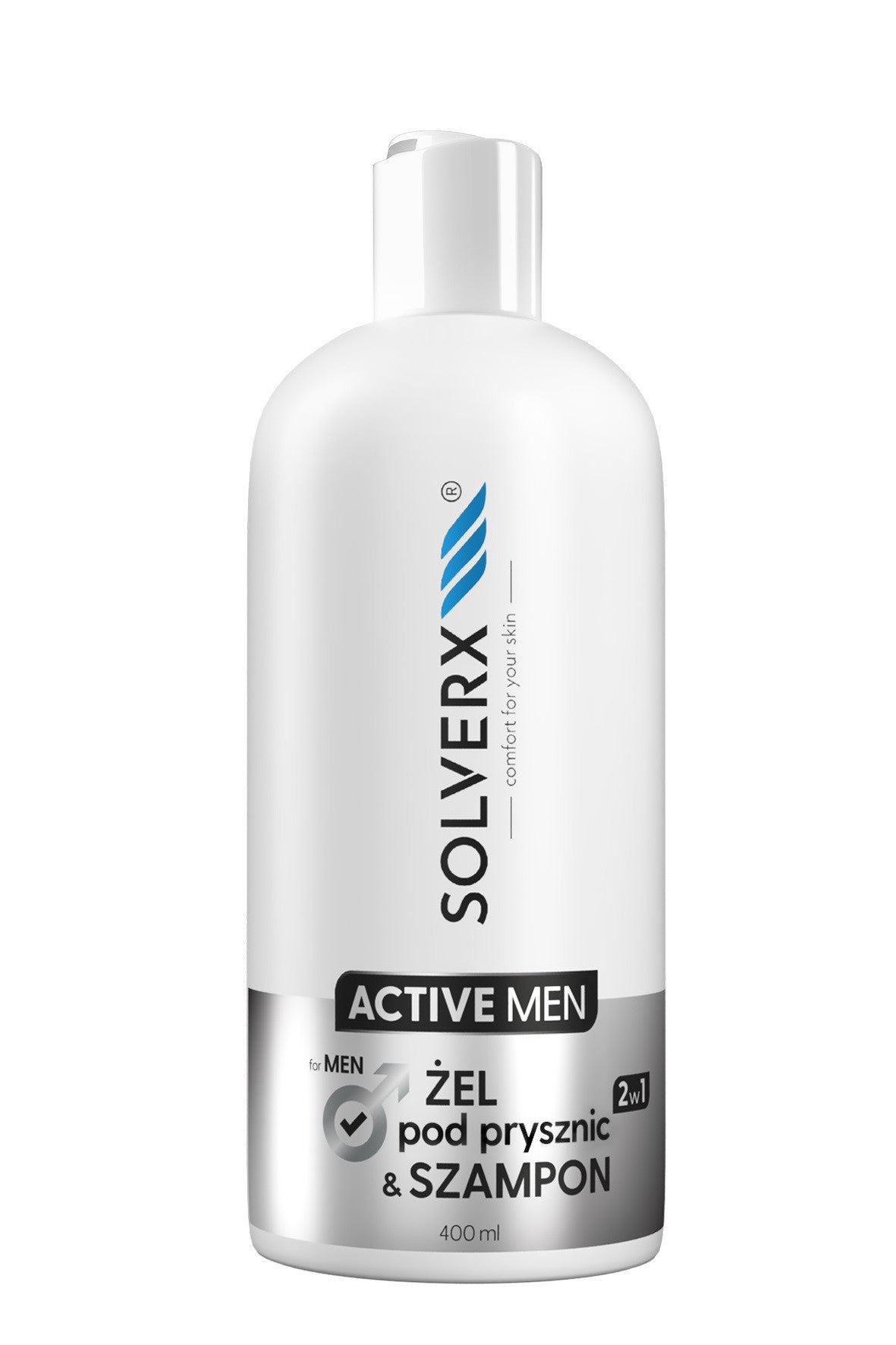 SOLVERX Active Men Shower Gel and Shampoo 2in1 400ml | Vaistine1.lt