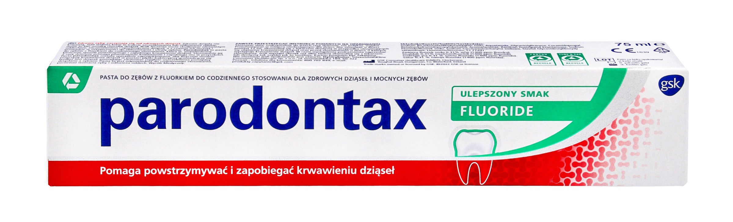 GSK Parodontax Fluoride Toothpaste - improved flavor 75ml | Vaistine1.lt