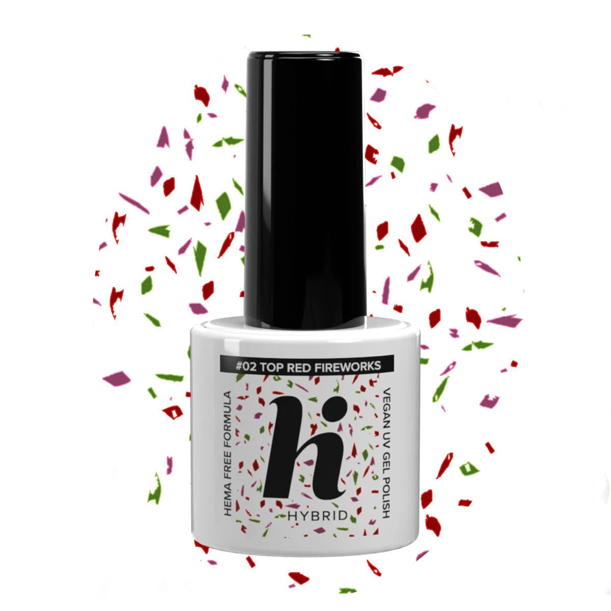 Hi Hybrid HEMA Free Top for hybrid nail polish No Wipe #02 Red Fireworks 5ml | Vaistine1.lt