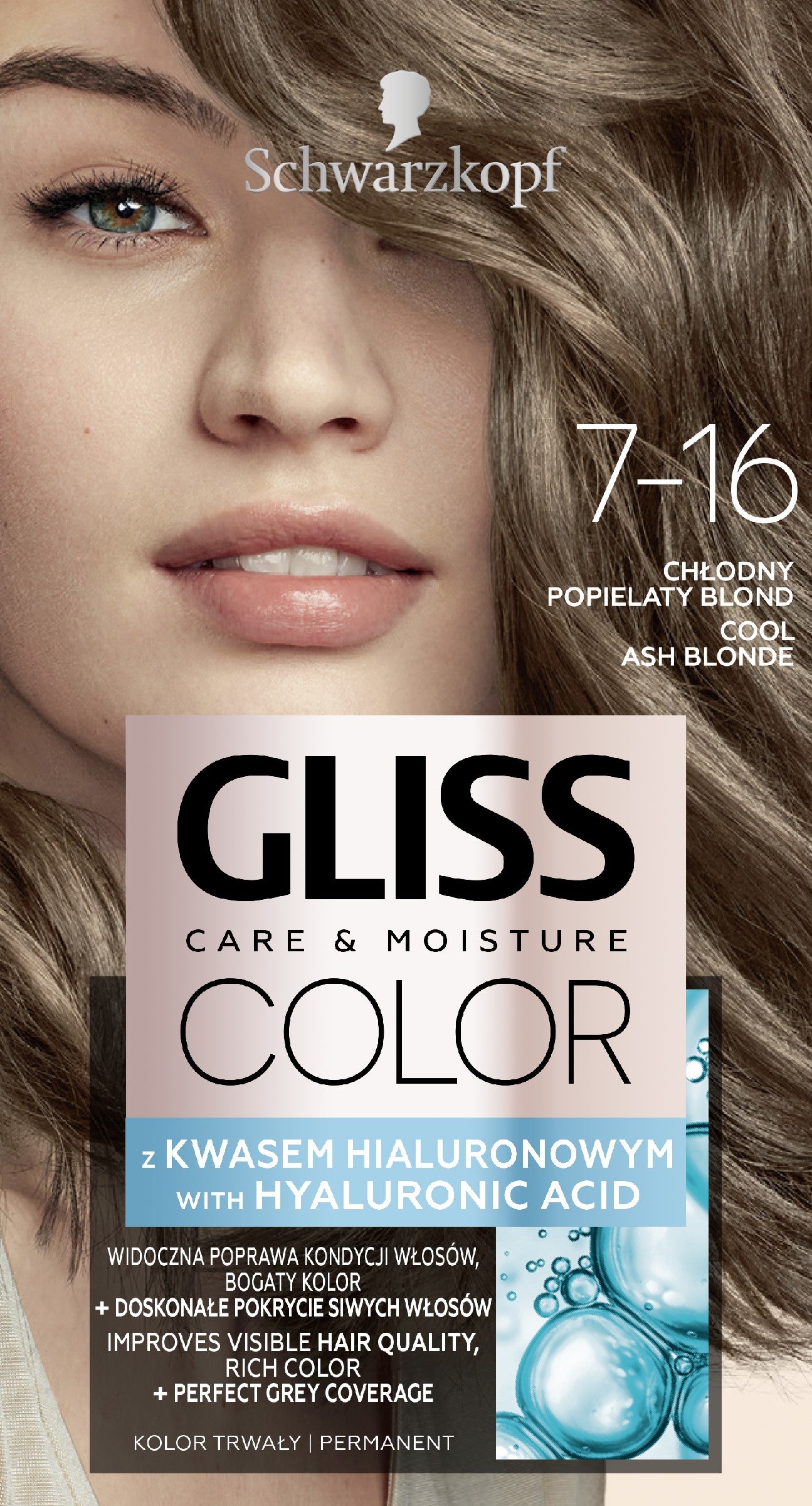 Schwarzkopf Gliss Color Coloring Cream No. 7-16 Cool Ash Blonde 1pc. | Vaistine1.lt