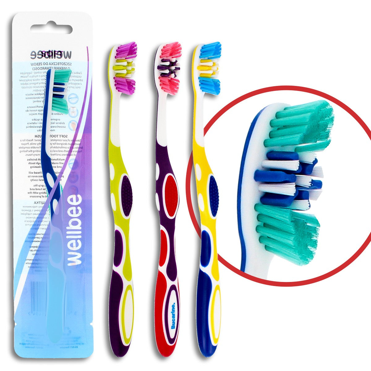 WELLBEE Soft toothbrush for adults (foil) - mix of colors 1 piece | Vaistine1.lt