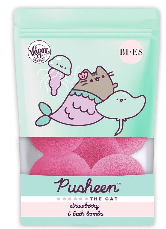 BI-ES Kids Fizzing Bath Balls Pusheen The Cat - Strawberry 1op. | Vaistine1.lt