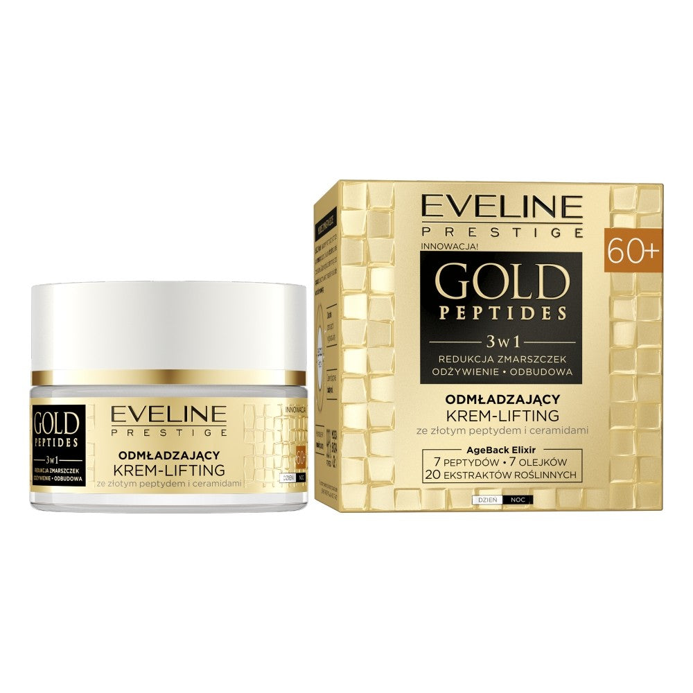 EVELINE Gold Peptides 3in1 Rejuvenating Lifting Cream 60+ for day and night 50ml | Vaistine1.lt