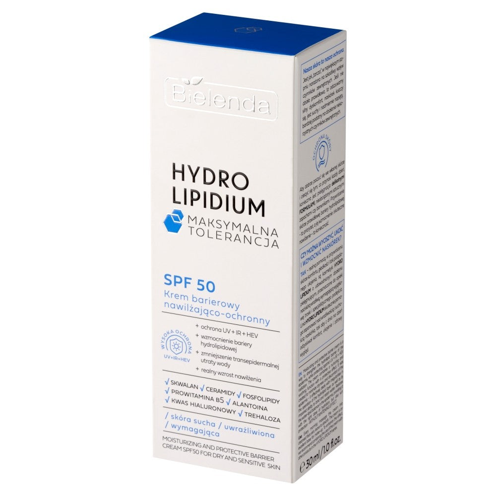 BIELENDA Hydro Lipidum Barrier Cream Moisturizing Protective SPF50 - dry, sensitive skin 30ml | Vaistine1.lt