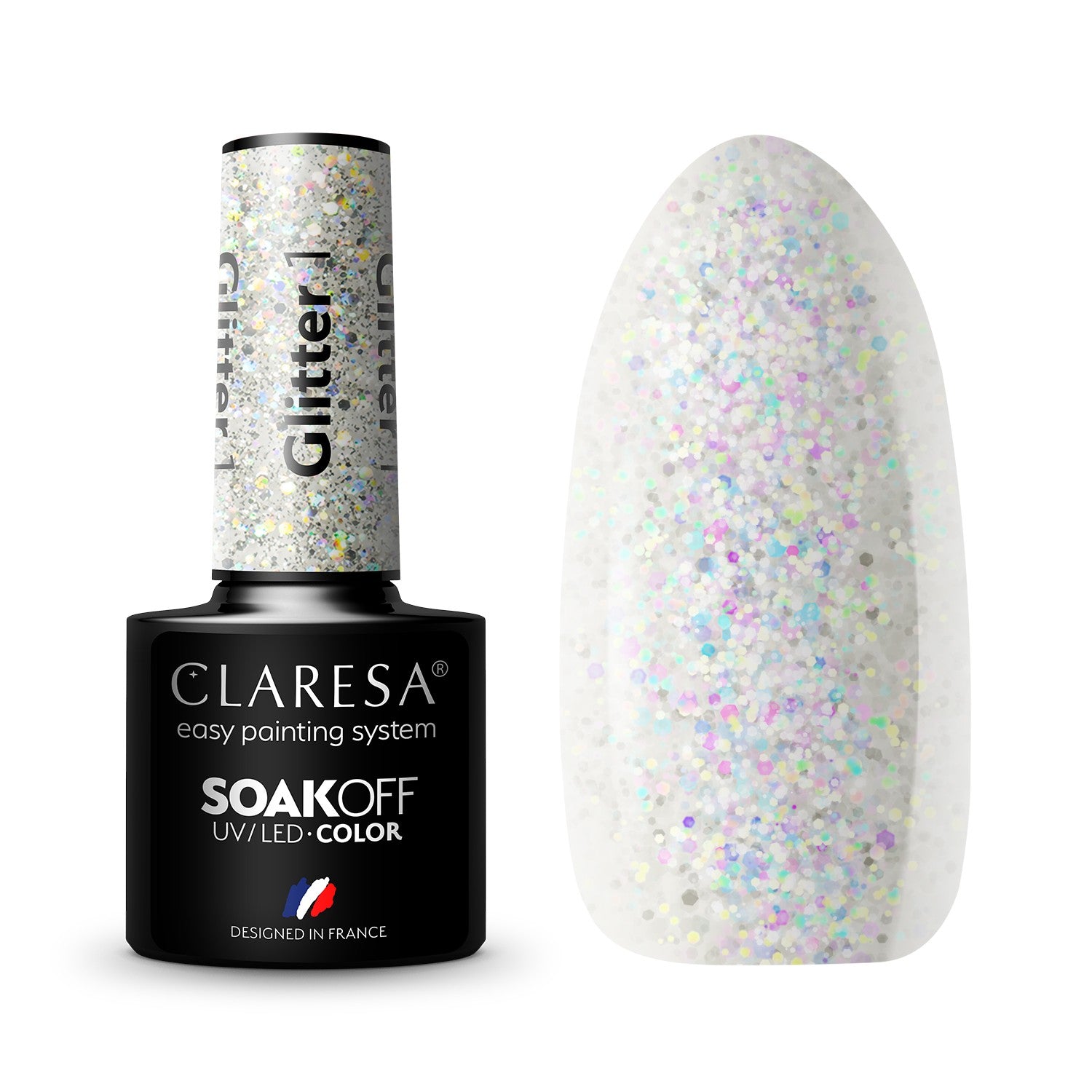 CLARESA Hybrid nail polish GLITTER - 1 5g | Vaistine1.lt