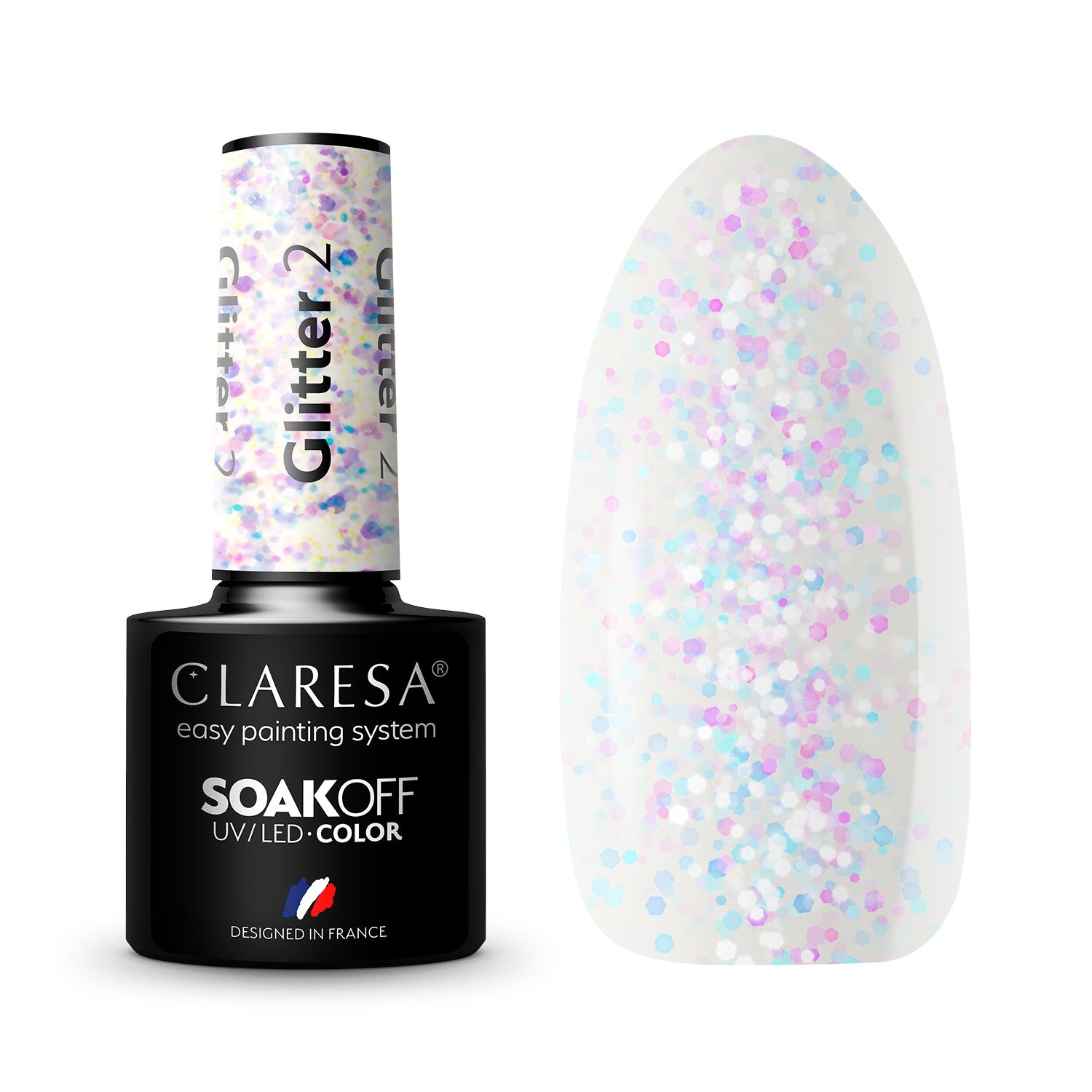 CLARESA Hybrid nail polish GLITTER - 2 5g | Vaistine1.lt