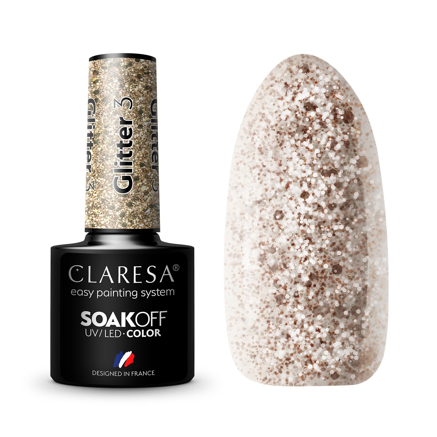 CLARESA Hybrid nail polish GLITTER - 3 5g | Vaistine1.lt