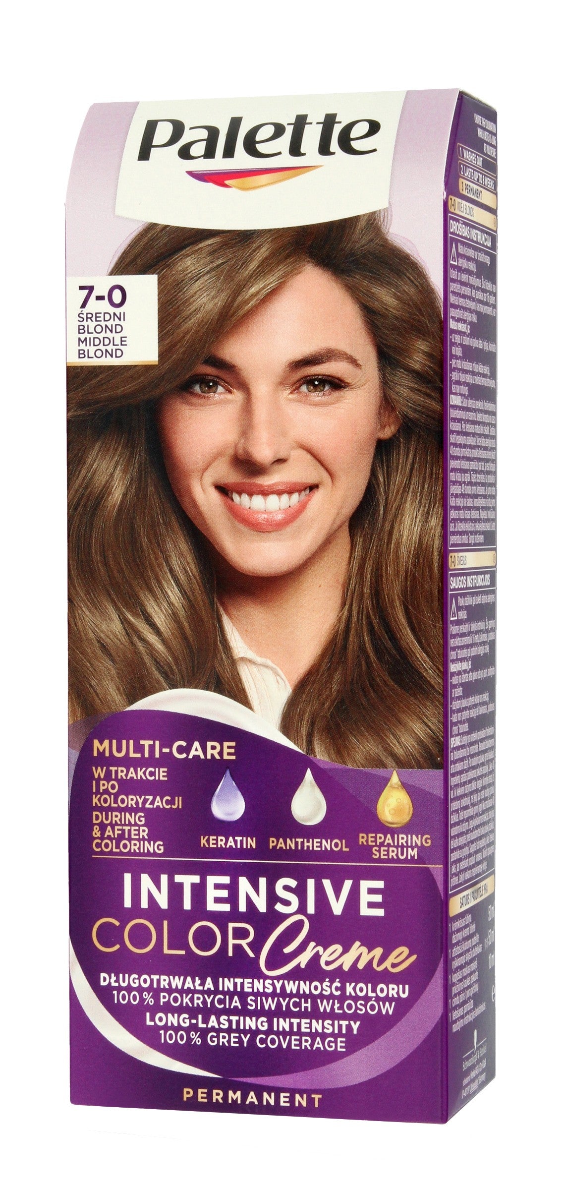 Palette Intensive Color Creme Multi Care Coloring Cream No. 7-0 (N6) - medium blonde 1op. | Vaistine1.lt