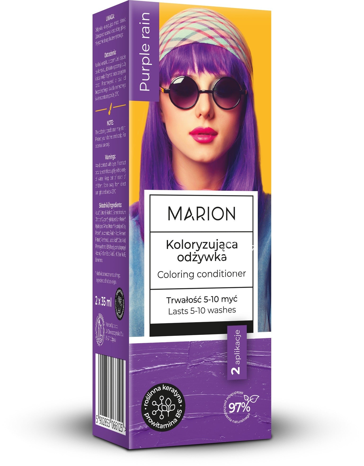 MARION Coloring Conditioner for Hair (5-10 washes) - Purple Rain 1op.-(2x35ml) | Vaistine1.lt