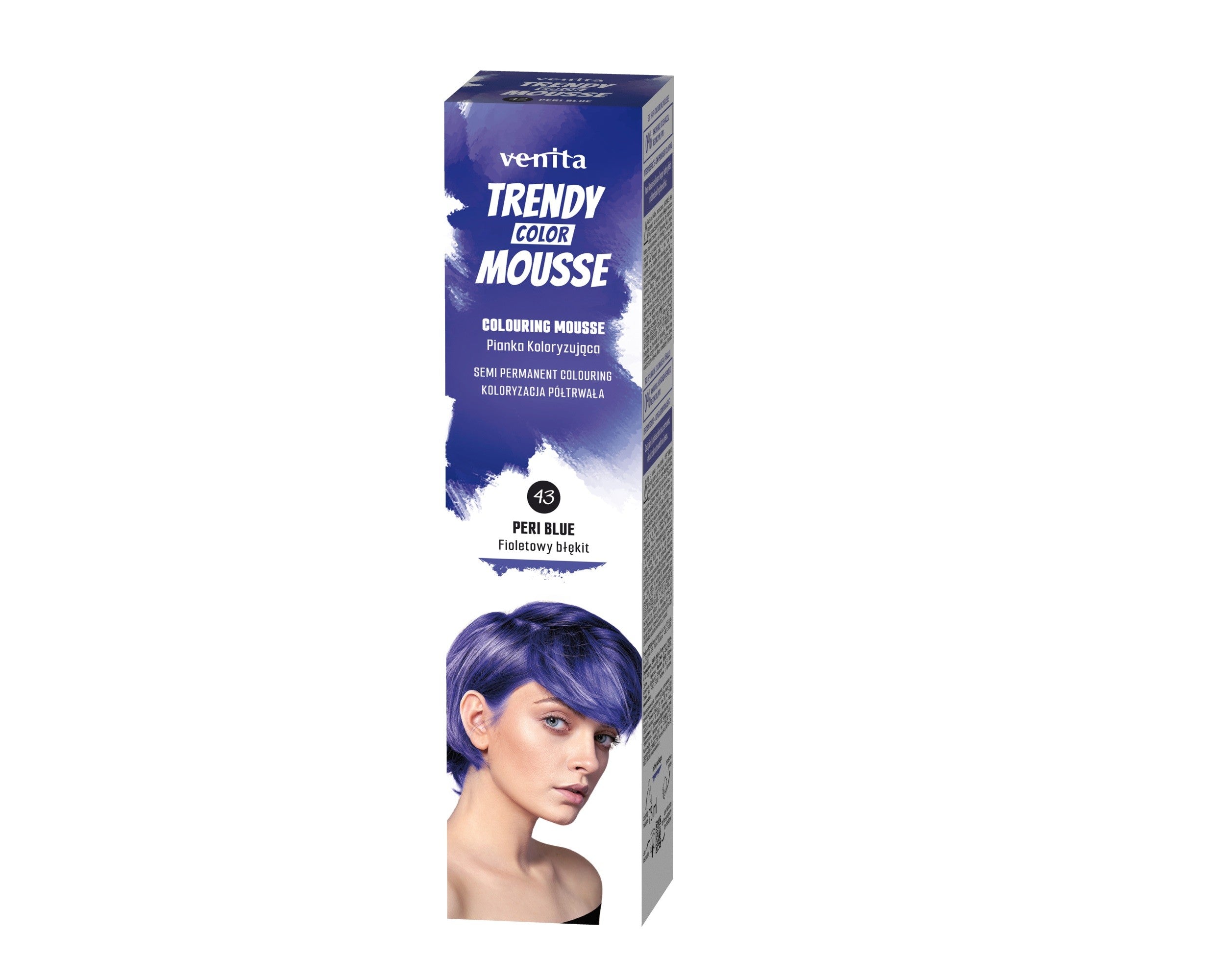 VENITA Trendy Color Mousse Hair Coloring Foam - 43 Peri Blue (Purple Blue) 75ml | Vaistine1.lt