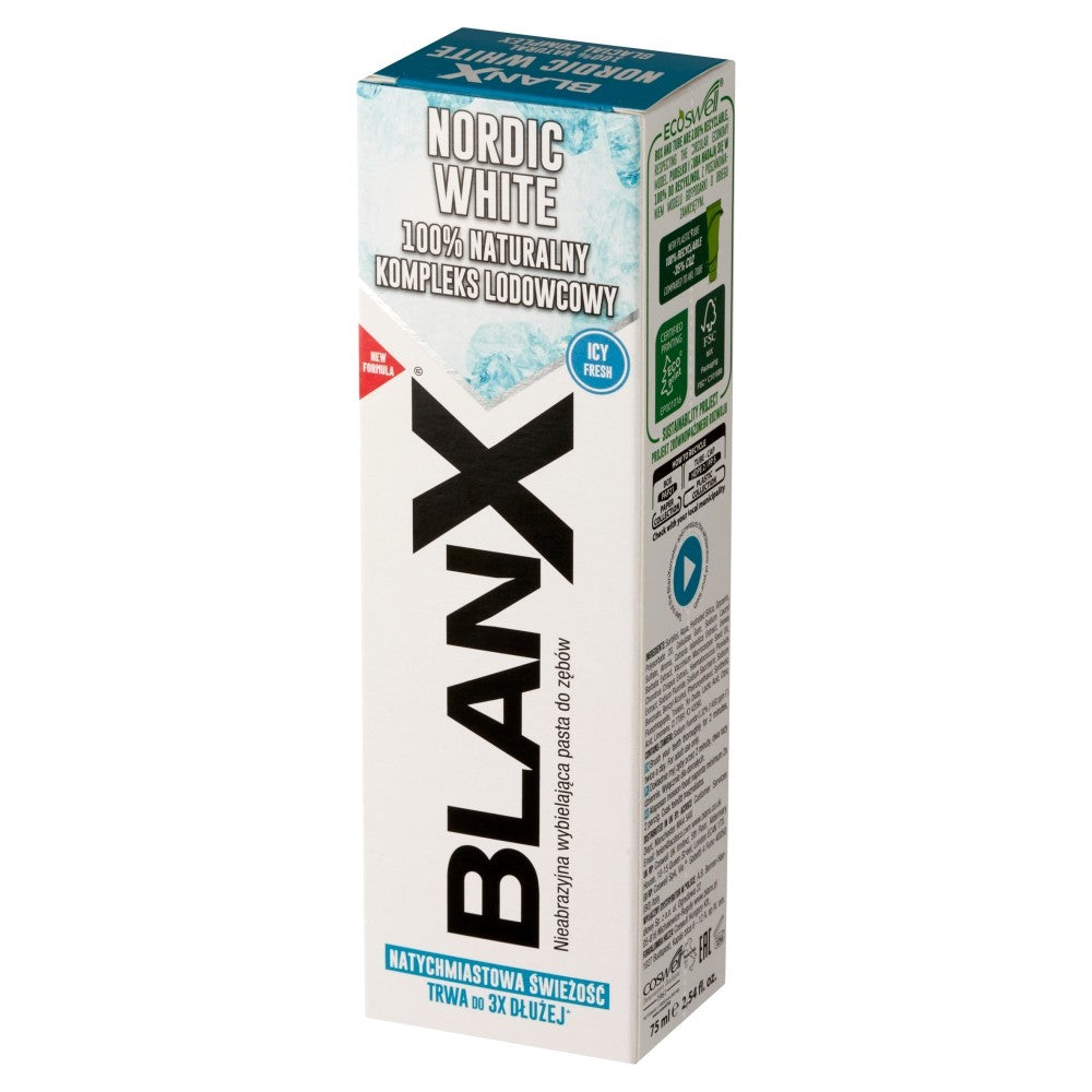 BLANX Nordic White Toothpaste Whitening - 100% Natural Glacier Complex 75ml | Vaistine1.lt