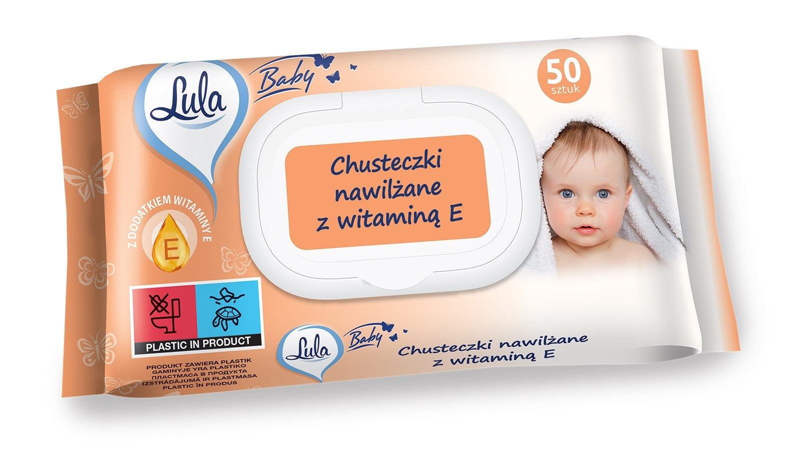 LULA Baby Wet Wipes for Infants and Children - with Vitamin E 1 pack - 50 pieces | Vaistine1.lt