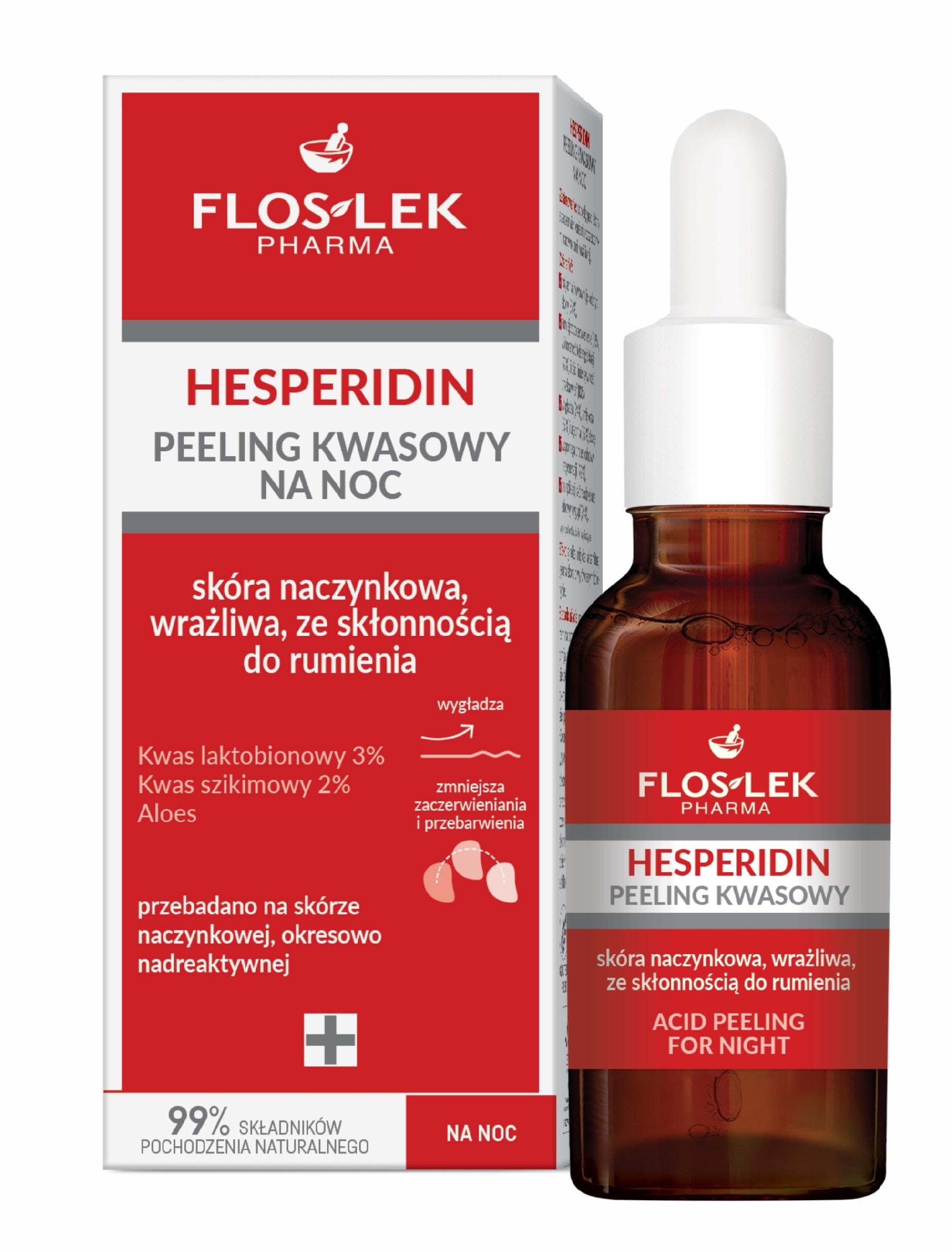 FLOSLEK Pharma Hesperidin Night Peeling Acid - capillary, sensitive skin prone to redness 30ml | Vaistine1.lt