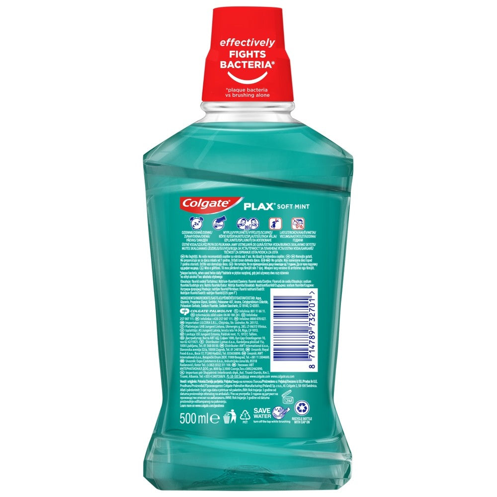 COLGATE Plax minkšto mėtų burnos skalavimo skystis 500ml | Vaistine1.lt