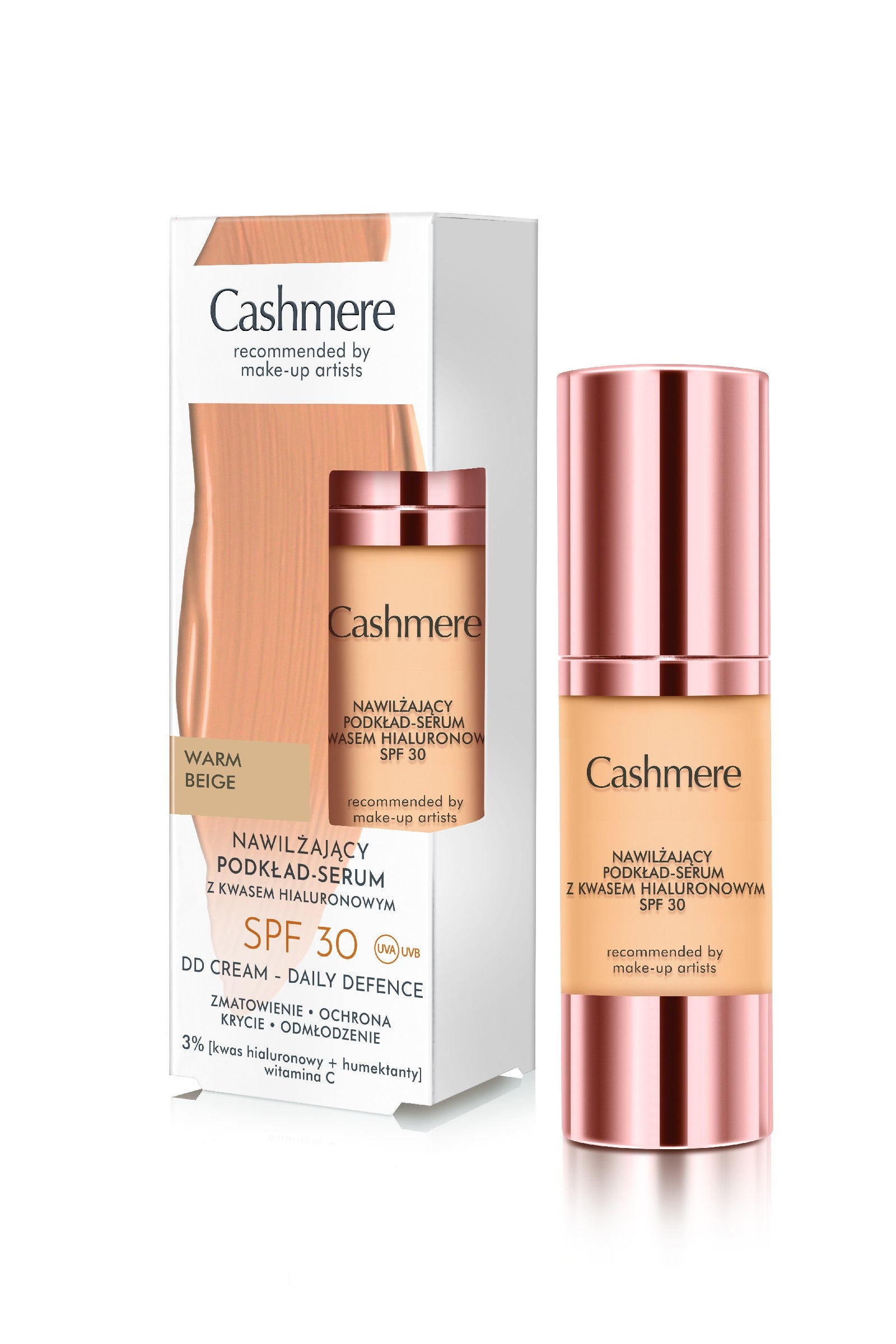 CASHMERE DD Moisturizing foundation - serum with hyaluronic acid SPF 30 03 Warm Beige | Vaistine1.lt